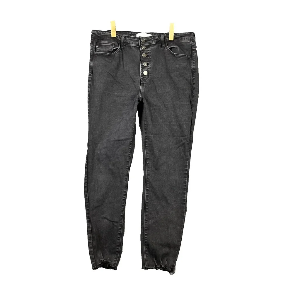 KanCan Bianca Skinny Jeans Womens XL Denim High Rise Button Fly Raw Hem Skate